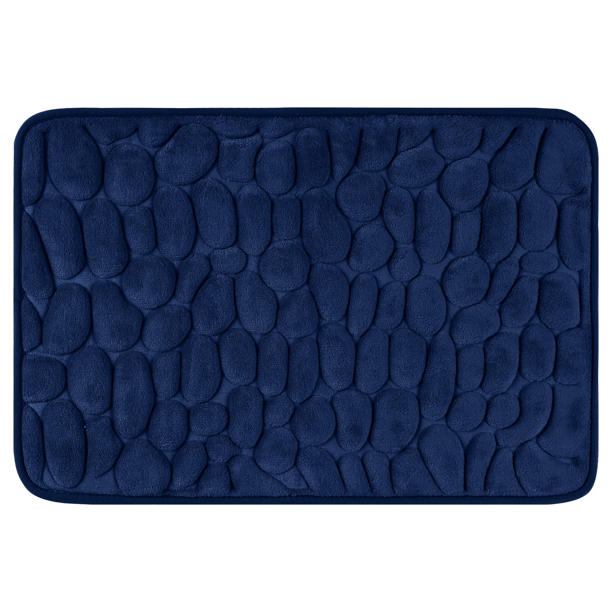 Unique Bargains Memory Foam Soft Bath Mat Quick Dry Bath Carpet Rug Navy Blue 16"x24"
