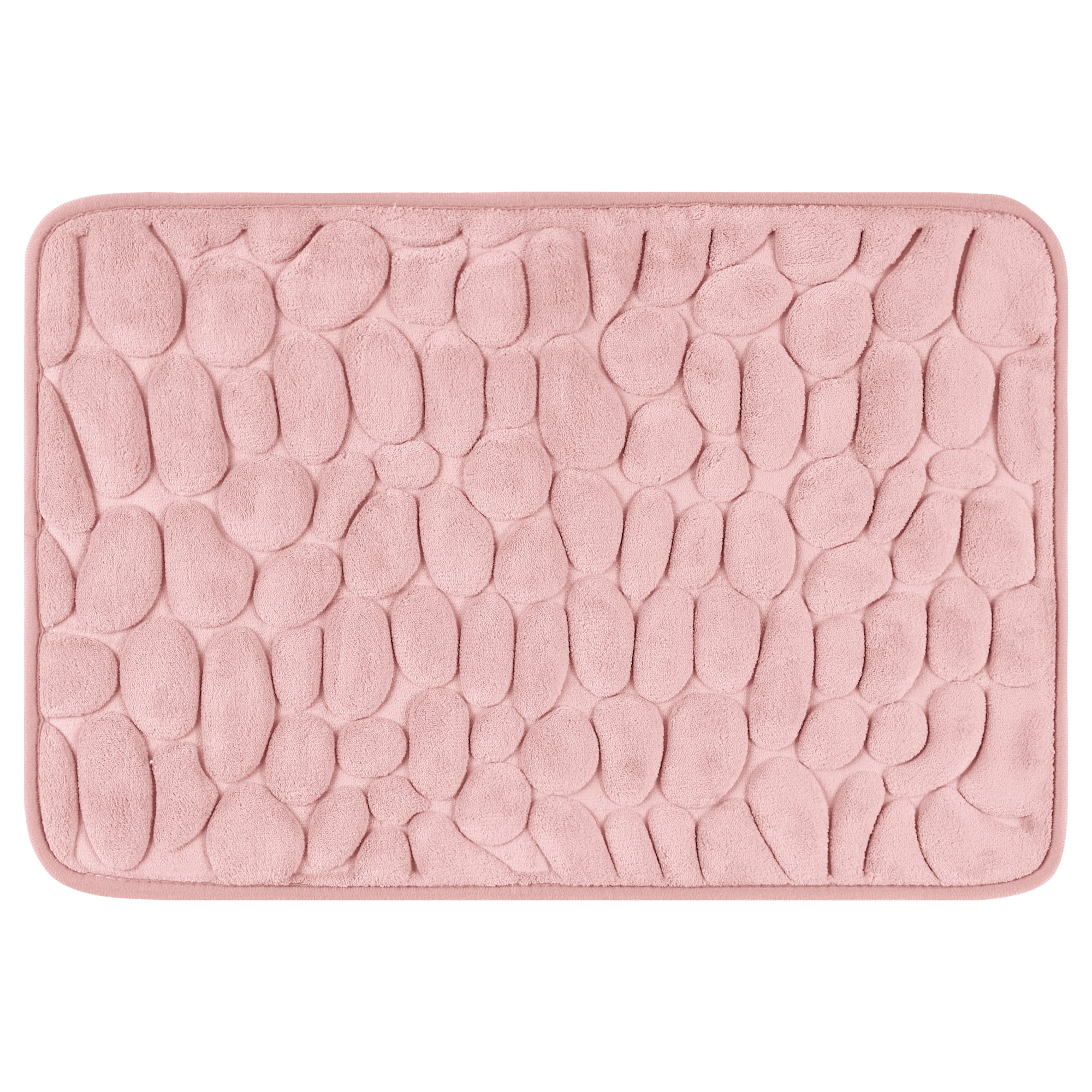 Unique Bargains Memory Foam Soft Bath Mat Quick Dry Bath Carpet Rug Pink 16"x24"