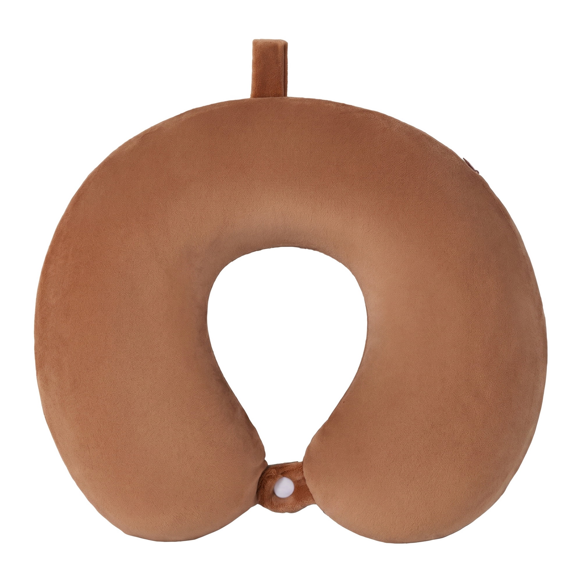 Unique Bargains Memory Foam Travel U Shape Neck Pillow Snap Closure Bean Brown 12"x12"x4"
