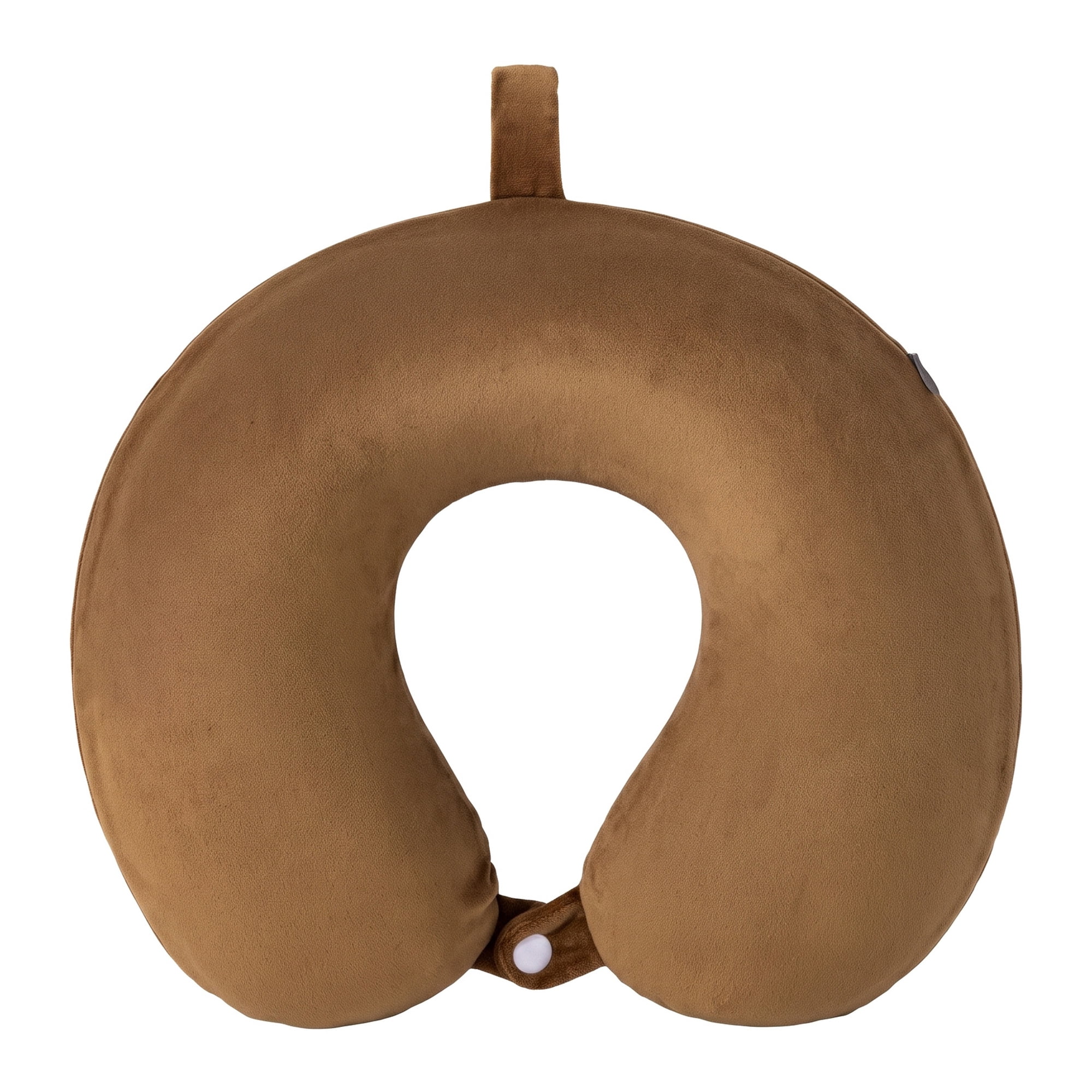 Unique Bargains Memory Foam Travel U Shape Neck Pillow Snap Closure Dark brown 12"x12"x4"