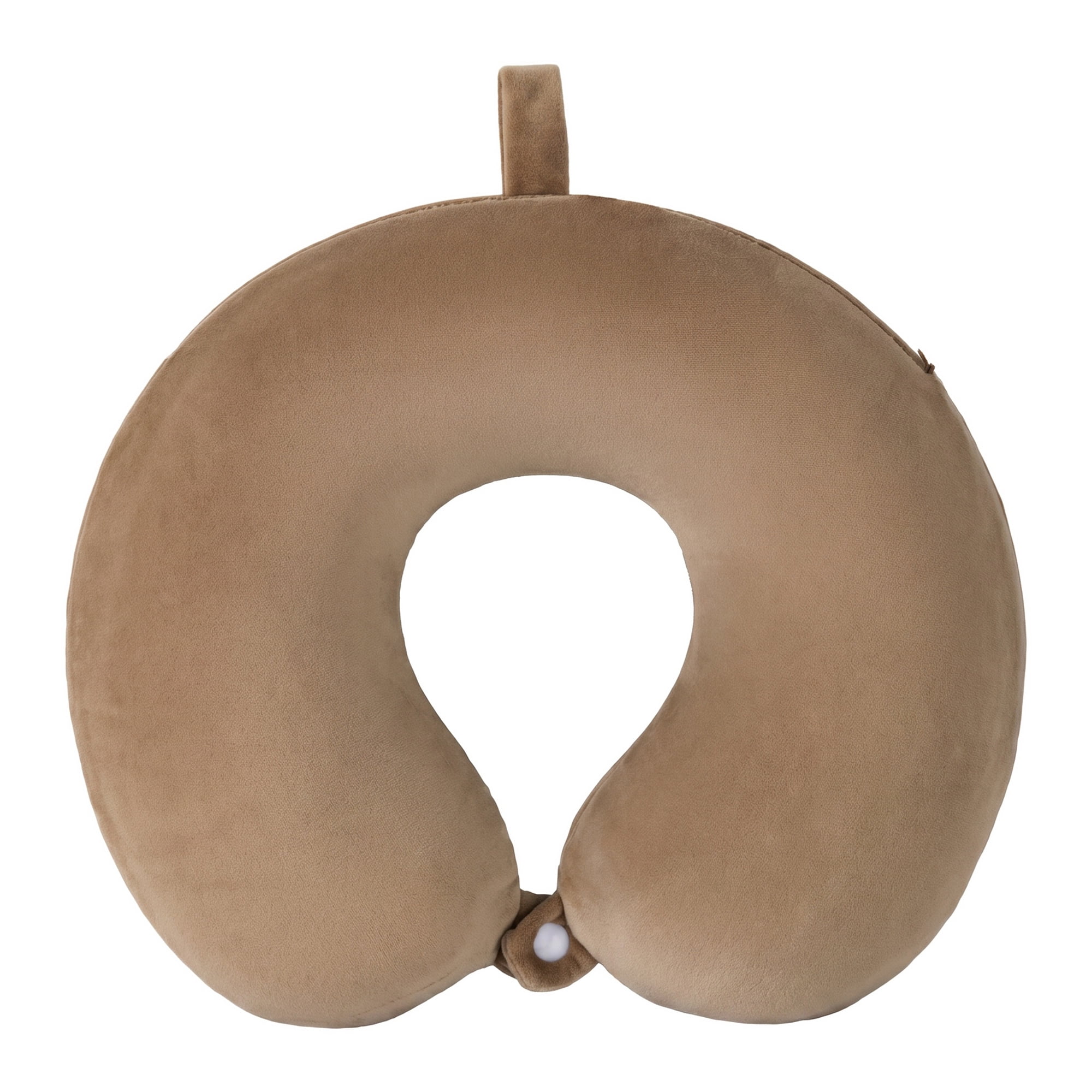 Unique Bargains Memory Foam Travel U Shape Neck Pillow Snap Closure Khaki 12"x12"x4"
