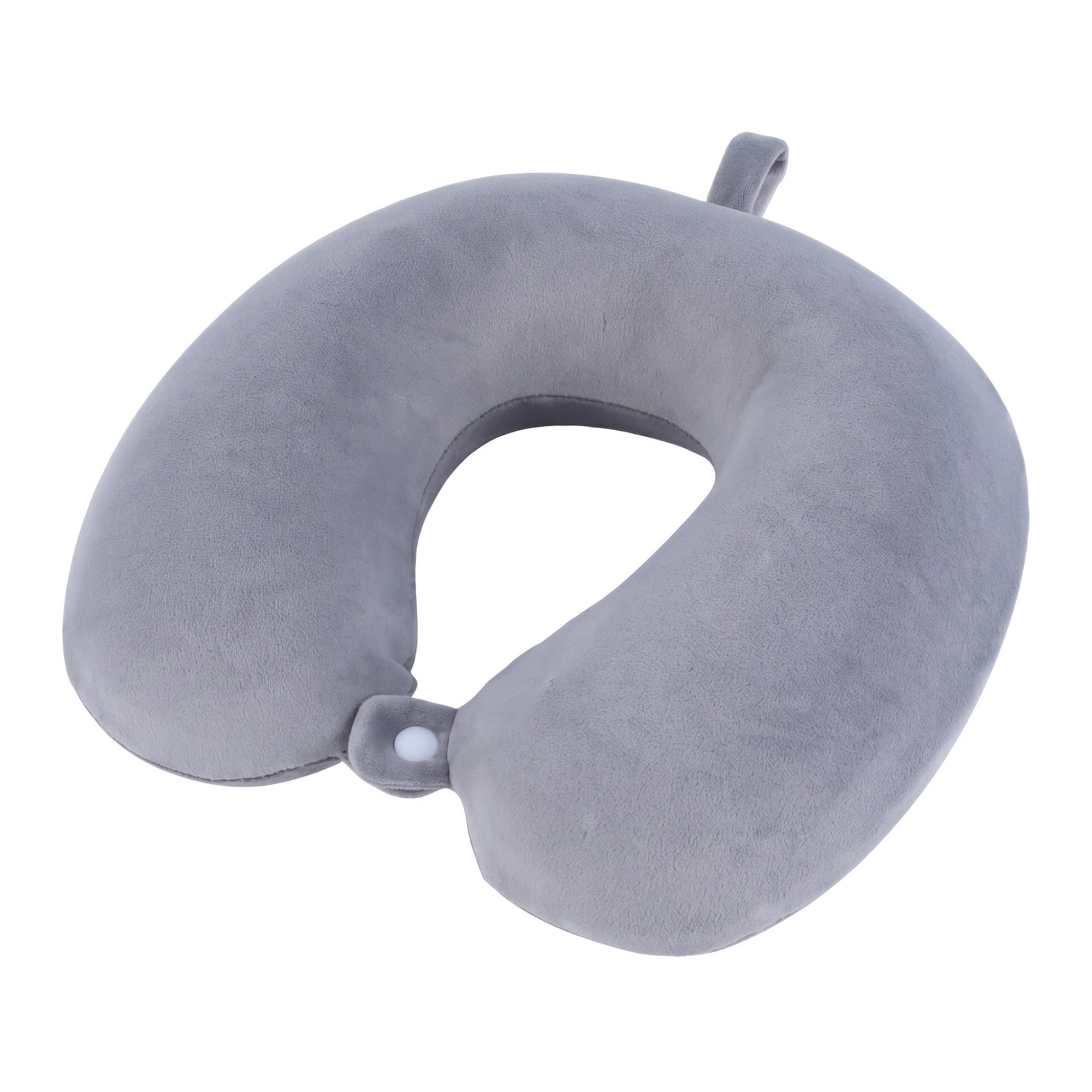 Unique Bargains Memory Foam Travel U Shape Neck Pillow Snap Closure Light Gray 12"x12"x4"