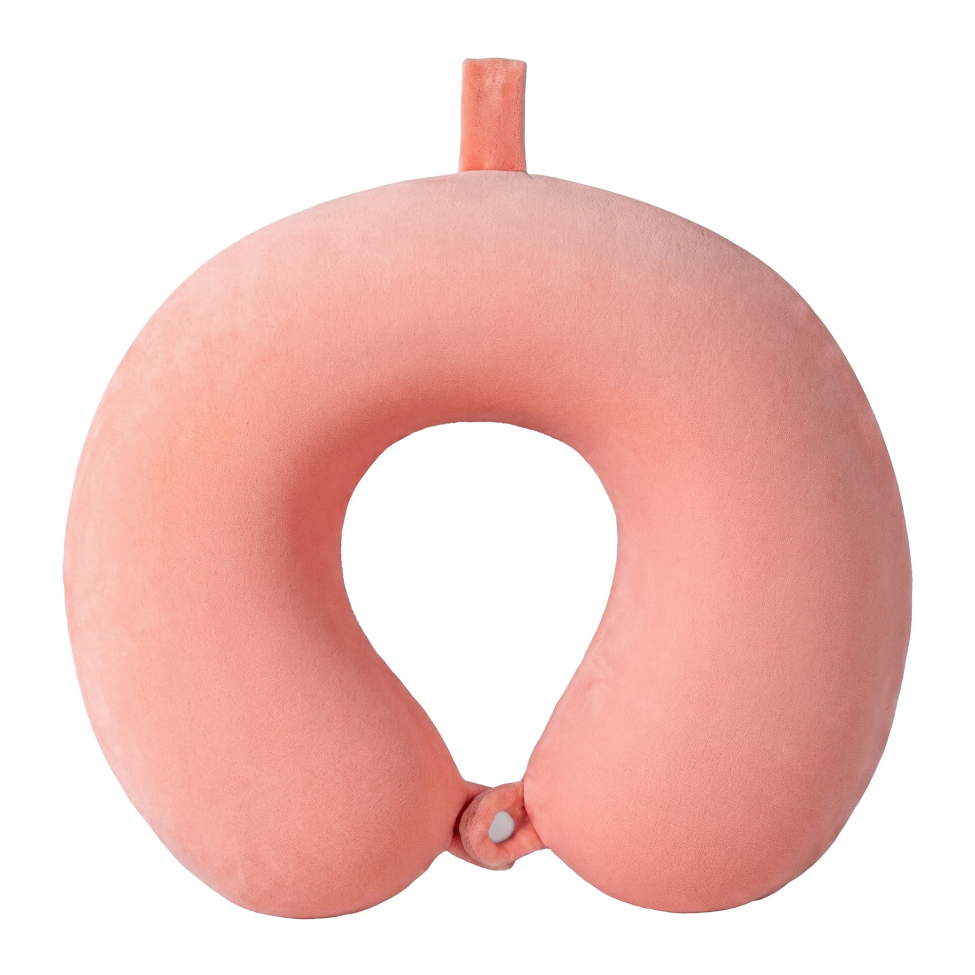 Unique Bargains Memory Foam Travel U Shape Neck Pillow Snap Closure Orange Pink 12"x12"x4"