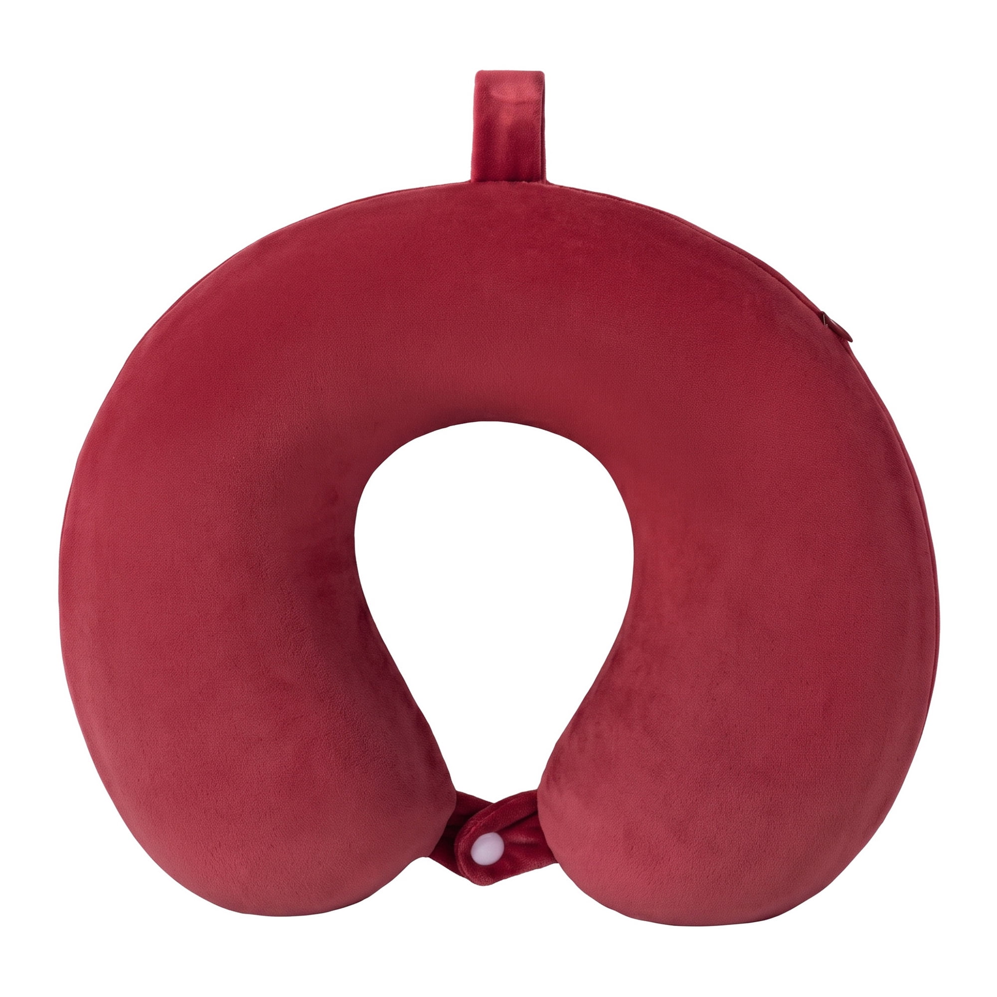 Unique Bargains Memory Foam Travel U Shape Neck Pillow Snap Closure Wine Red 12"x12"x4"