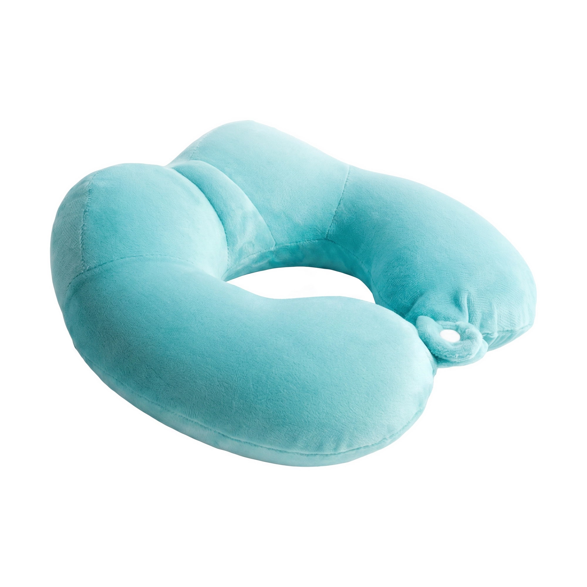 Unique Bargains Memory Foam U Shape Travel Neck Pillow Snap Closure Lake blue 12"x11"x5"