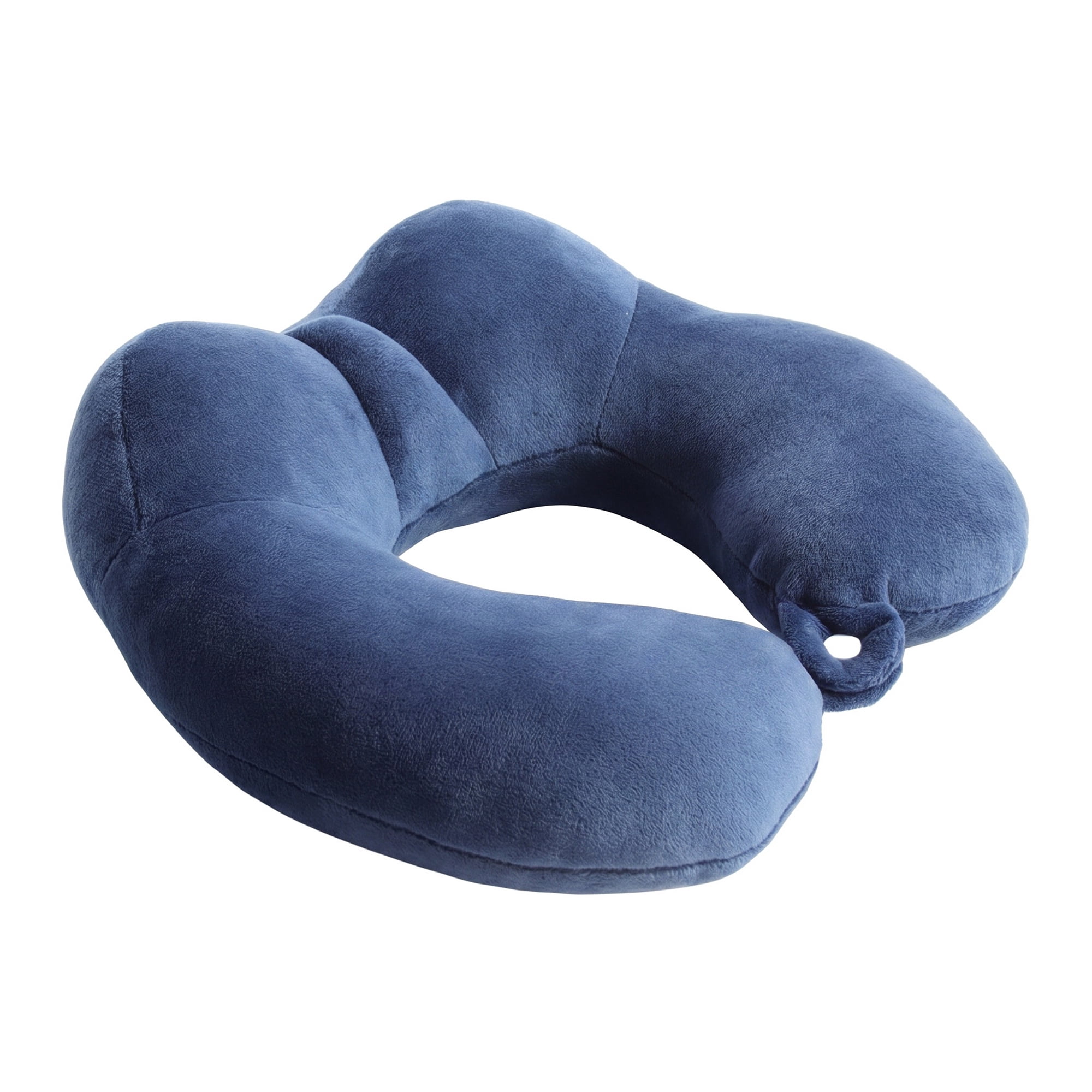 Unique Bargains Memory Foam U Shape Travel Neck Pillow Snap Closure Navy blue 12"x11"x5"