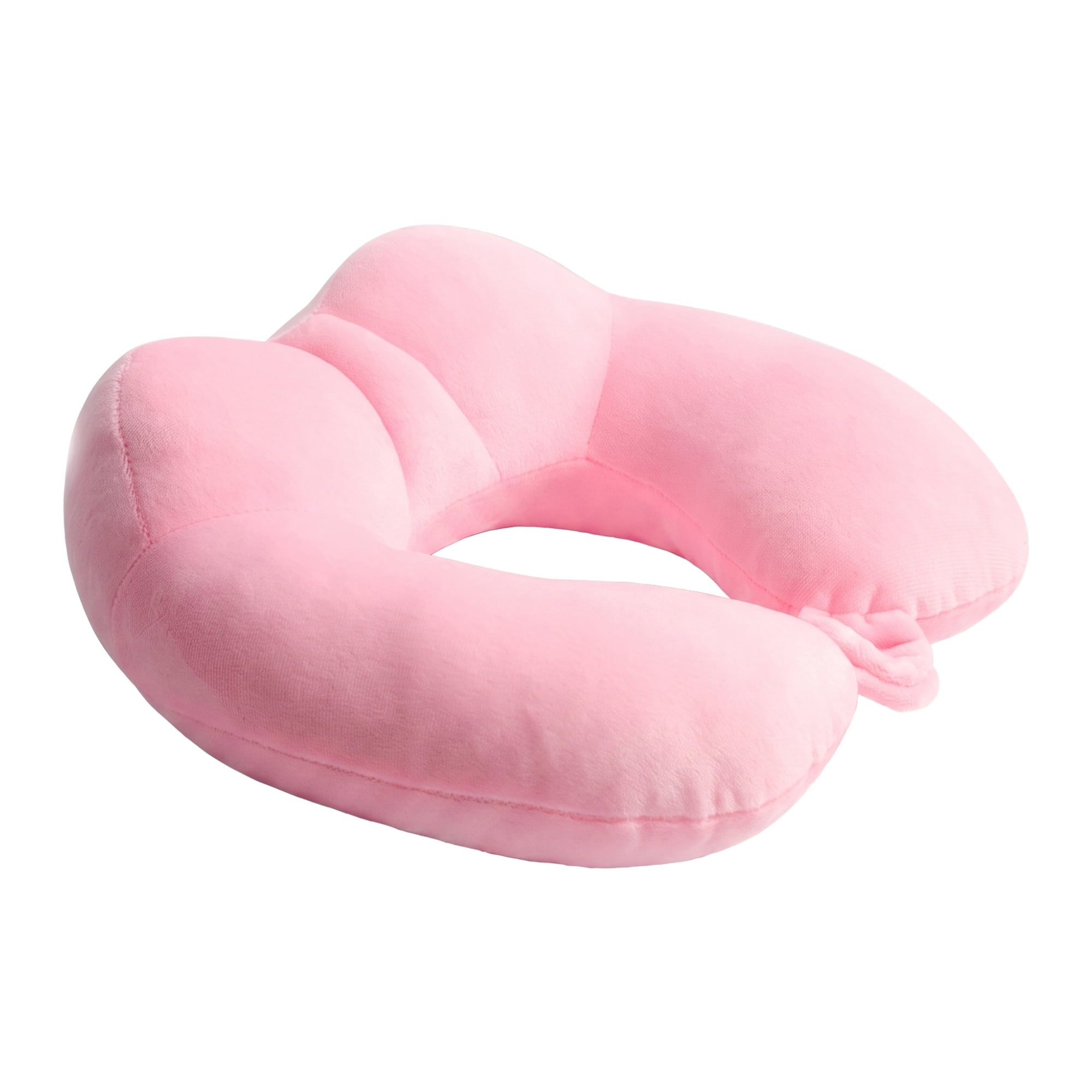Unique Bargains Memory Foam U Shape Travel Neck Pillow Snap Closure Pink 12"x11"x5"