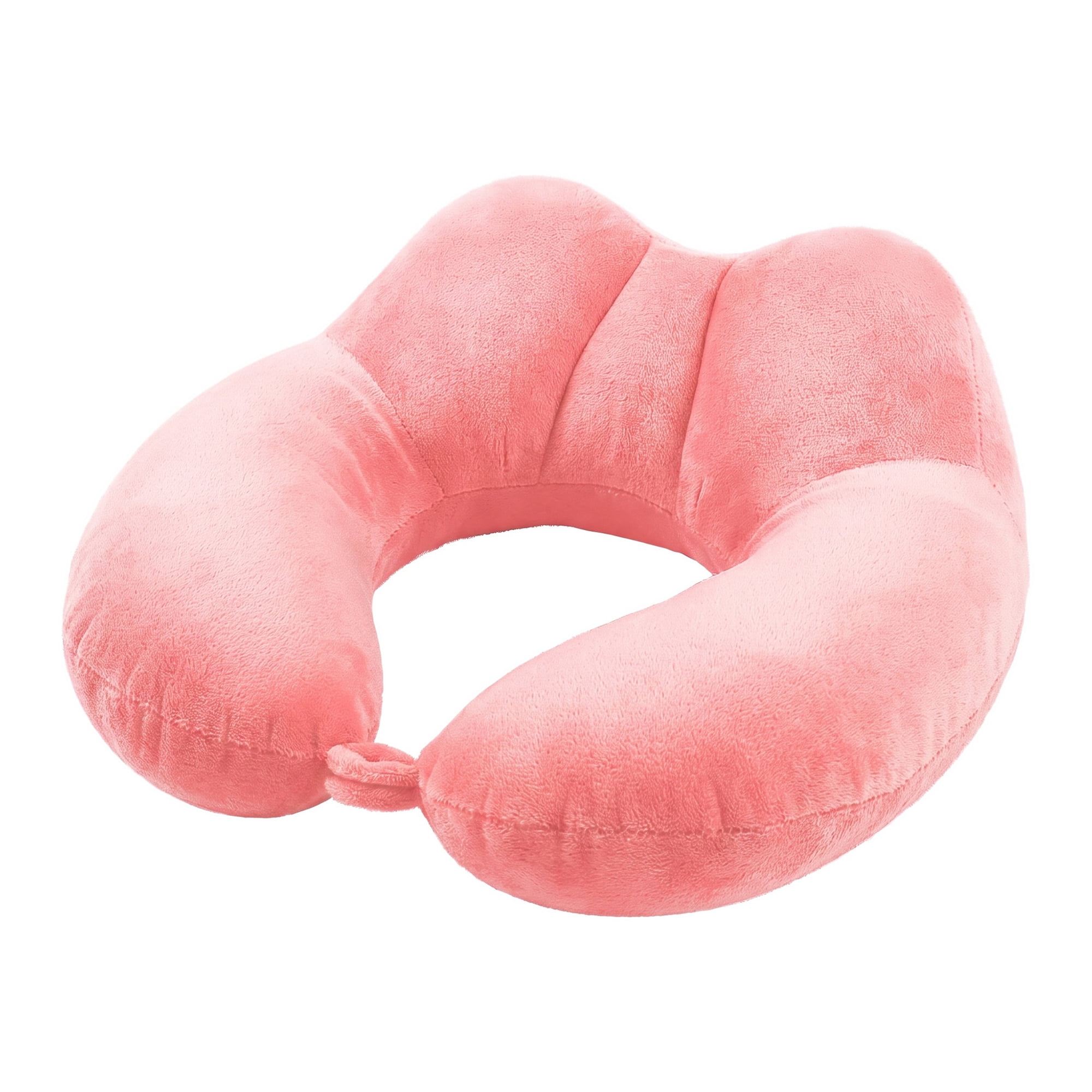 Unique Bargains Memory Foam U Shape Travel Neck Pillow Snap Closure Red 12"x11"x5"