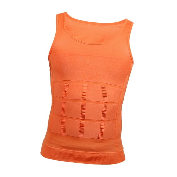 Unique Bargains Men Body Slimming Tummy Shaper Underwear Stretch Shapewear Waist Girdle L Orange