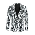 thumbnail image 1 of Unique Bargains Men's Animal Printed Blazer Vintage Slim Fit One Button Sports Coats 2XL Black White, 1 of 6