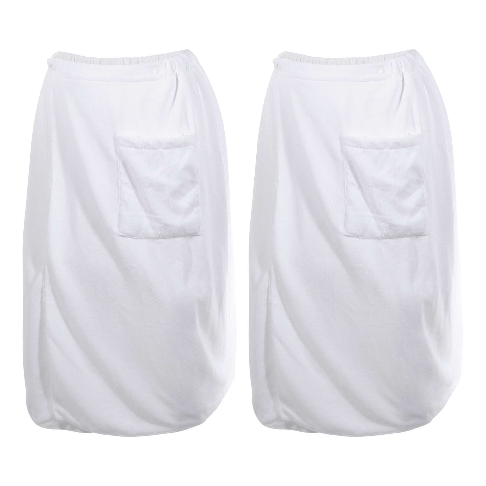 Unique Bargains Men's Bath Wrap Towel Adjustable Robes 2 Pcs White 27.56"x55.12"