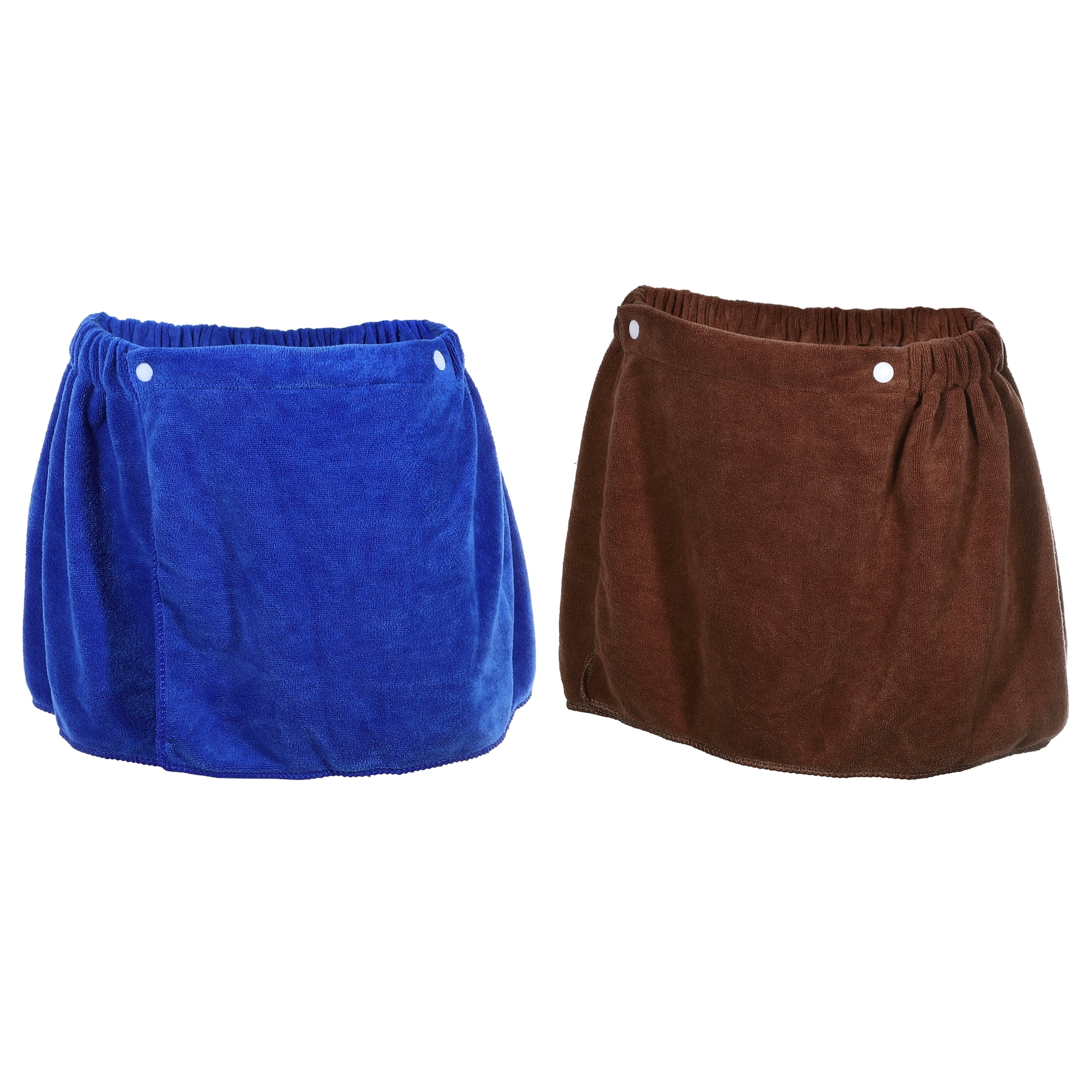 Unique Bargains Men's Bath Wrap Towel Blue Brown 2 Pcs 11.81"x55.12"