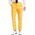thumbnail image 1 of Unique Bargains Men's Business Plaid Pants Casual Slim Fit Flat Front Checked Trousers 34 Yellow, 1 of 6