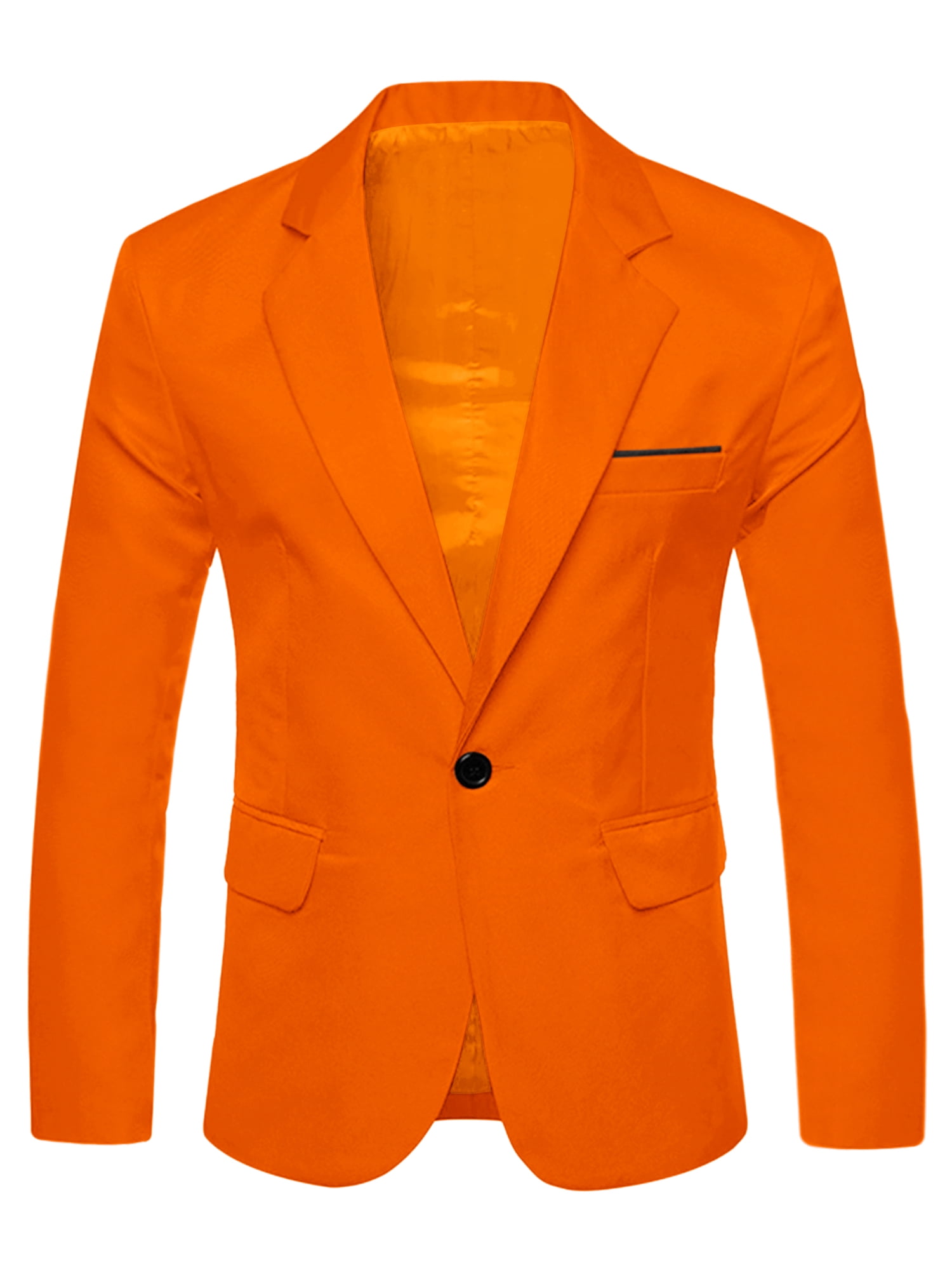Unique Bargains Men s Business Slim Fit Sports Coats One Button Formal Blazers S Orange Walmart