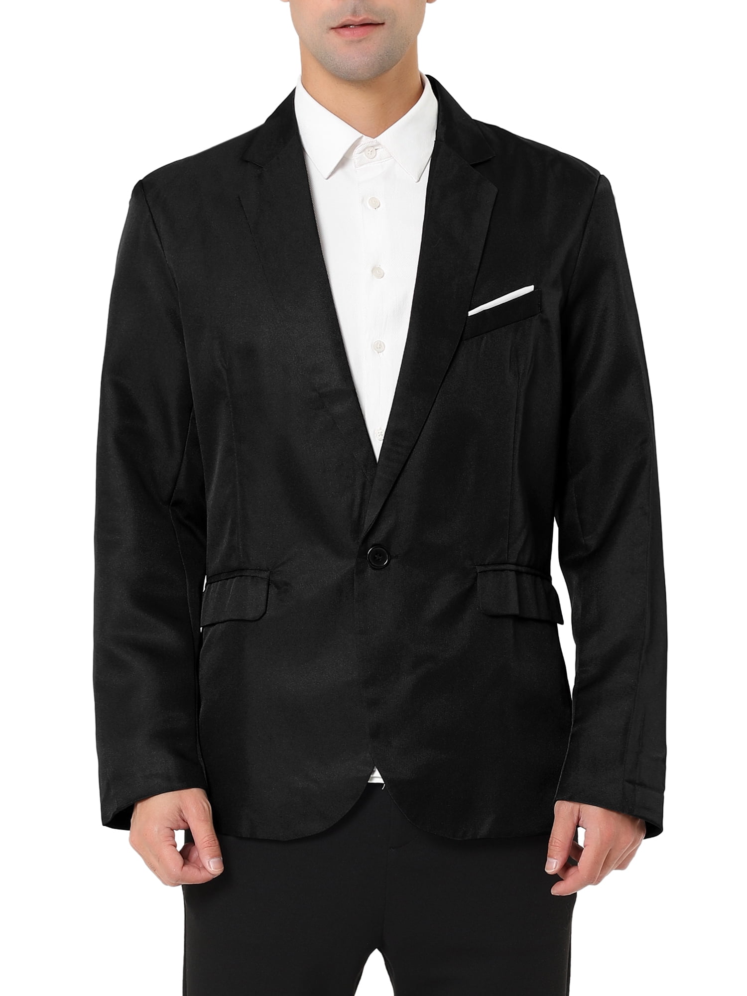 Unique Bargains Men's Business Slim Fit Sports Coats One Button Formal Blazers XL Black