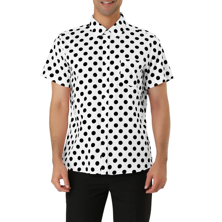 Mens polka dot shirt black and white hotsell