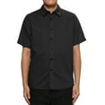 thumbnail image 1 of Unique Bargains Men's Button Down Short Sleeves Cotton Polka Dots Shirt L (US 42) Black, 1 of 7