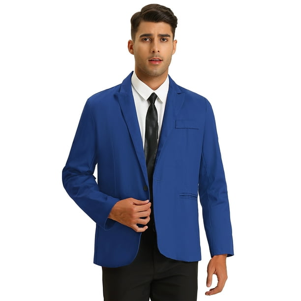 Unique Bargains Men s Casual One Button Slim Fit Lightweight Suit Jacket Blazer S Navy Blue Size Small