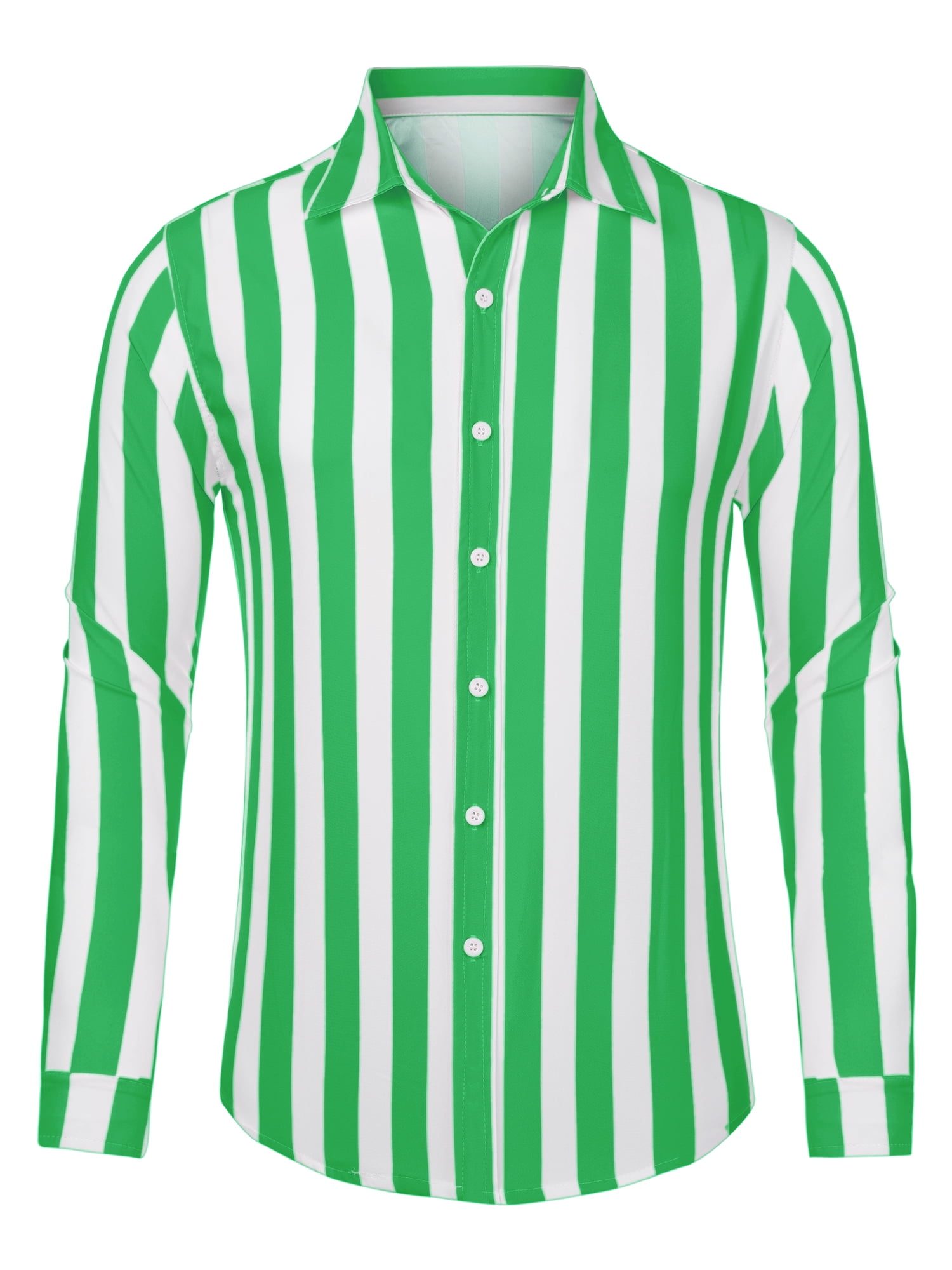 Unique Bargains Men's Casual Striped Long Sleeves Button Down