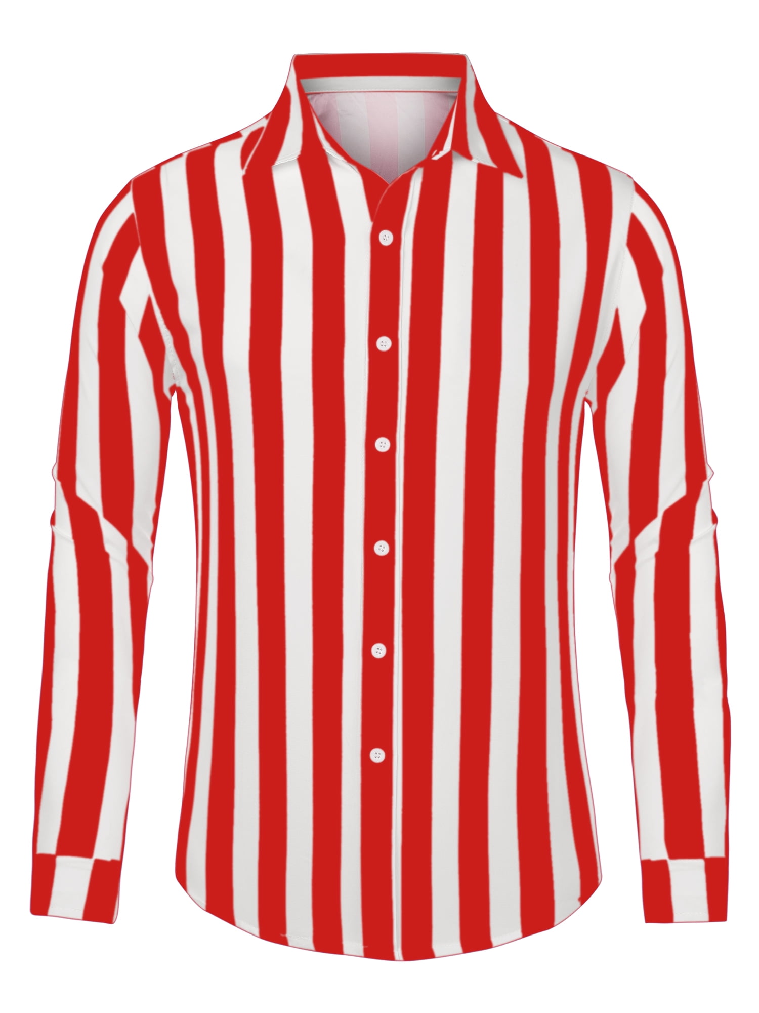 Formal Shirt Red And White Striped Dress Shirt Mens Men's Red White Stripe  Cotton Slim Fit