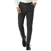 Unique Bargains Men's Checked Printed Slim Fit Flat Front Skinny Trousers