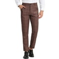 thumbnail image 1 of Unique Bargains Men's Checked Prom Trousers Regular Fit Formal Plaid Suit Pants 34 Brown, 1 of 6