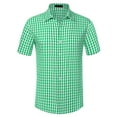 thumbnail image 1 of Unique Bargains Men's Checked Shirts Short Sleeves Button Formal Plaid Dress Shirt M Green, 1 of 6