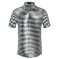 thumbnail image 1 of Unique Bargains Men's Checked Shirts Short Sleeves Button Formal Plaid Dress Shirt S Black, 1 of 6