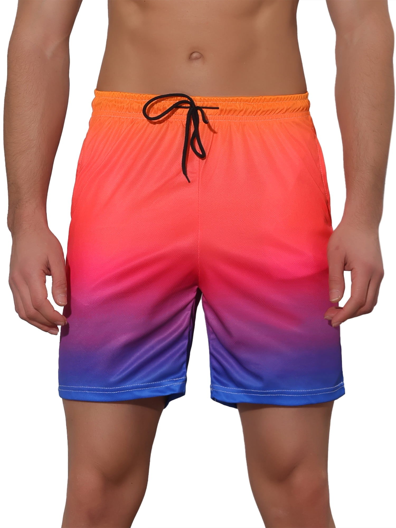 DARING DIVA Men's Color Block Drawstring Beach Board Swim Surfing Shorts 36 Orange