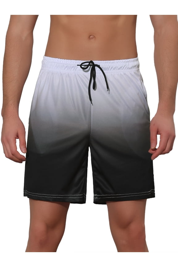 Men's Contrast Color Summer Beach Colorful Swimwear Shorts 28 Black Gray