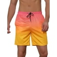 thumbnail image 1 of Unique Bargains Men's Contrast Color Summer Beach Colorful Swimwear Shorts 32 Pink Yellow, 1 of 6