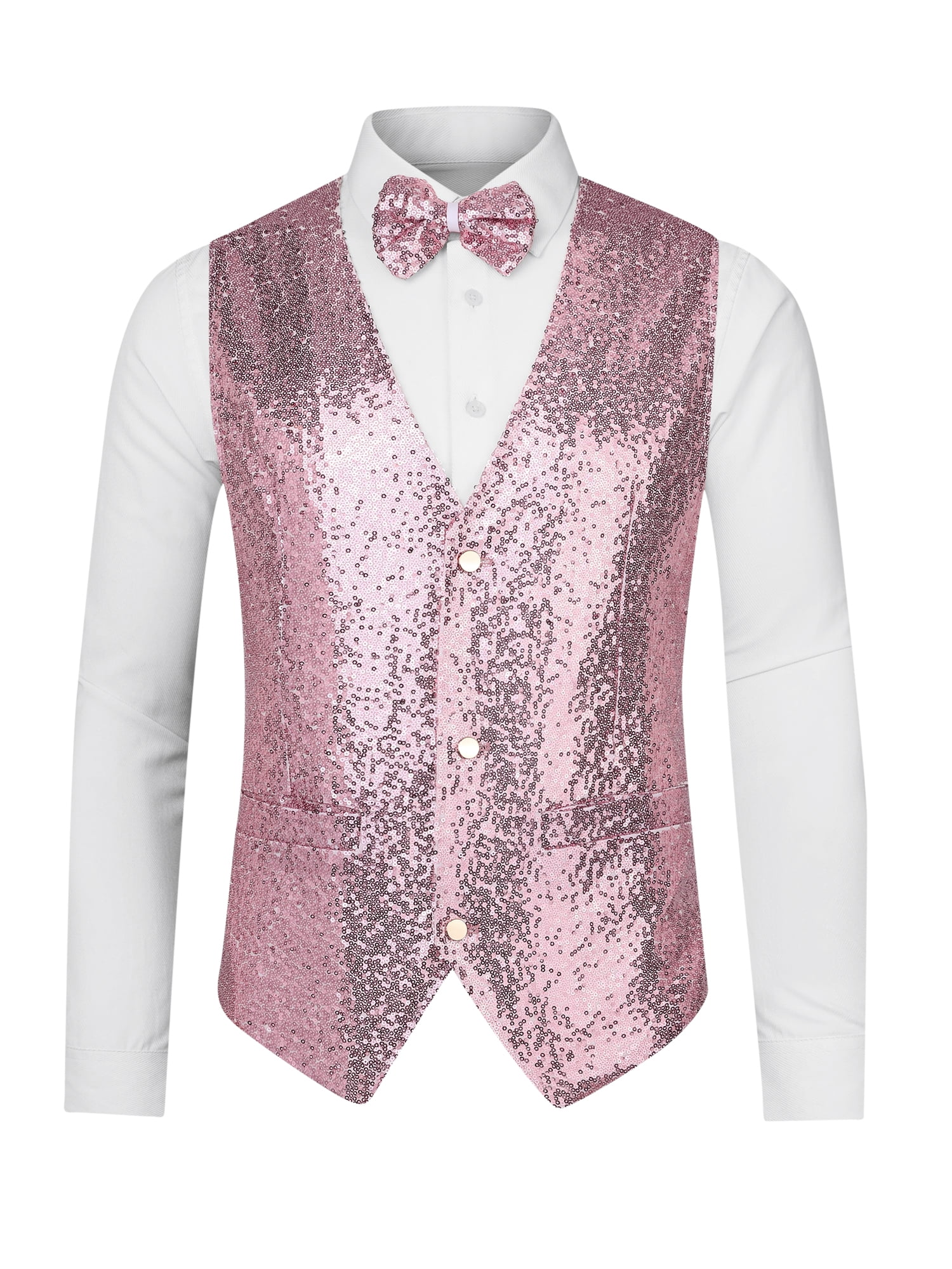 Unique Bargains Men's Disco Shiny Sequin Vest Suit Waistcoat Unique Bargains Men's Disco Shiny Sequin Vest Suit Waistcoat