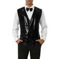 thumbnail image 1 of Unique Bargains Men's Disco Shiny Sequin Vest Suit Waistcoat Set with Bow Tie L Black, 1 of 6