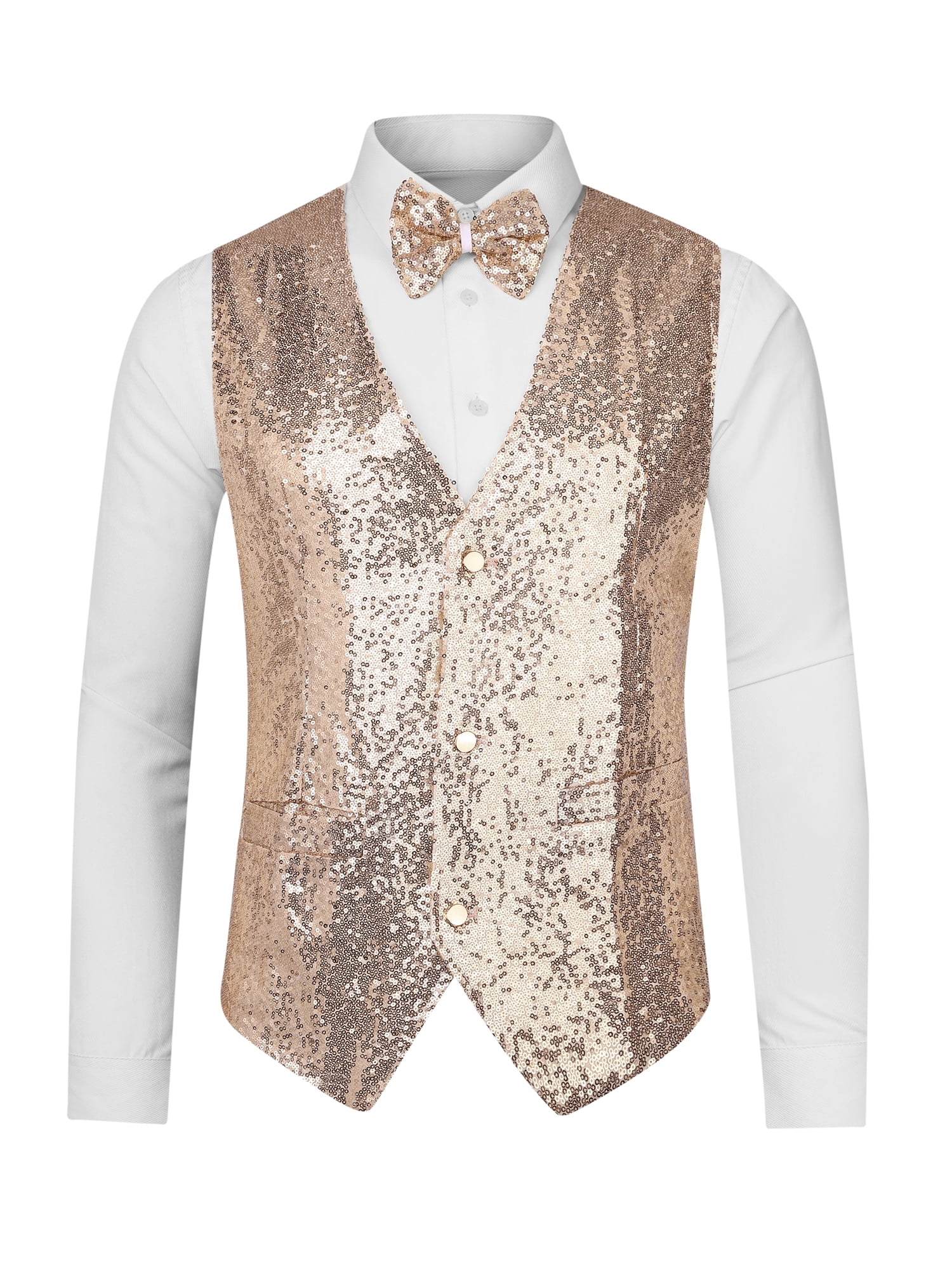 Unique Bargains Men's Disco Shiny Sequin Vest Suit Waistcoat Unique Bargains Men's Disco Shiny Sequin Vest Suit Waistcoat