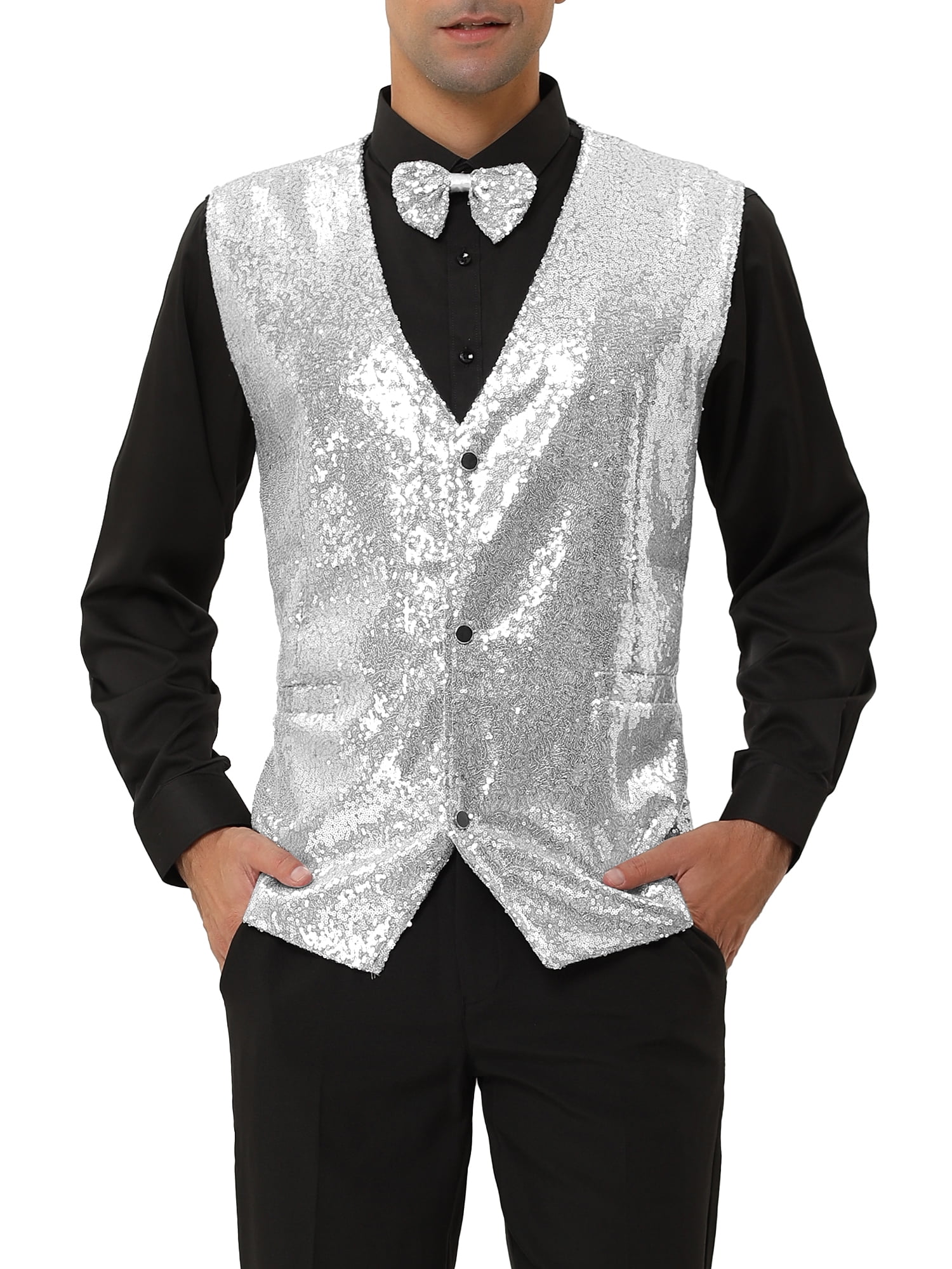 Sequin Waistcoat Adult Silver Sequin Waistcoat Adult Silver