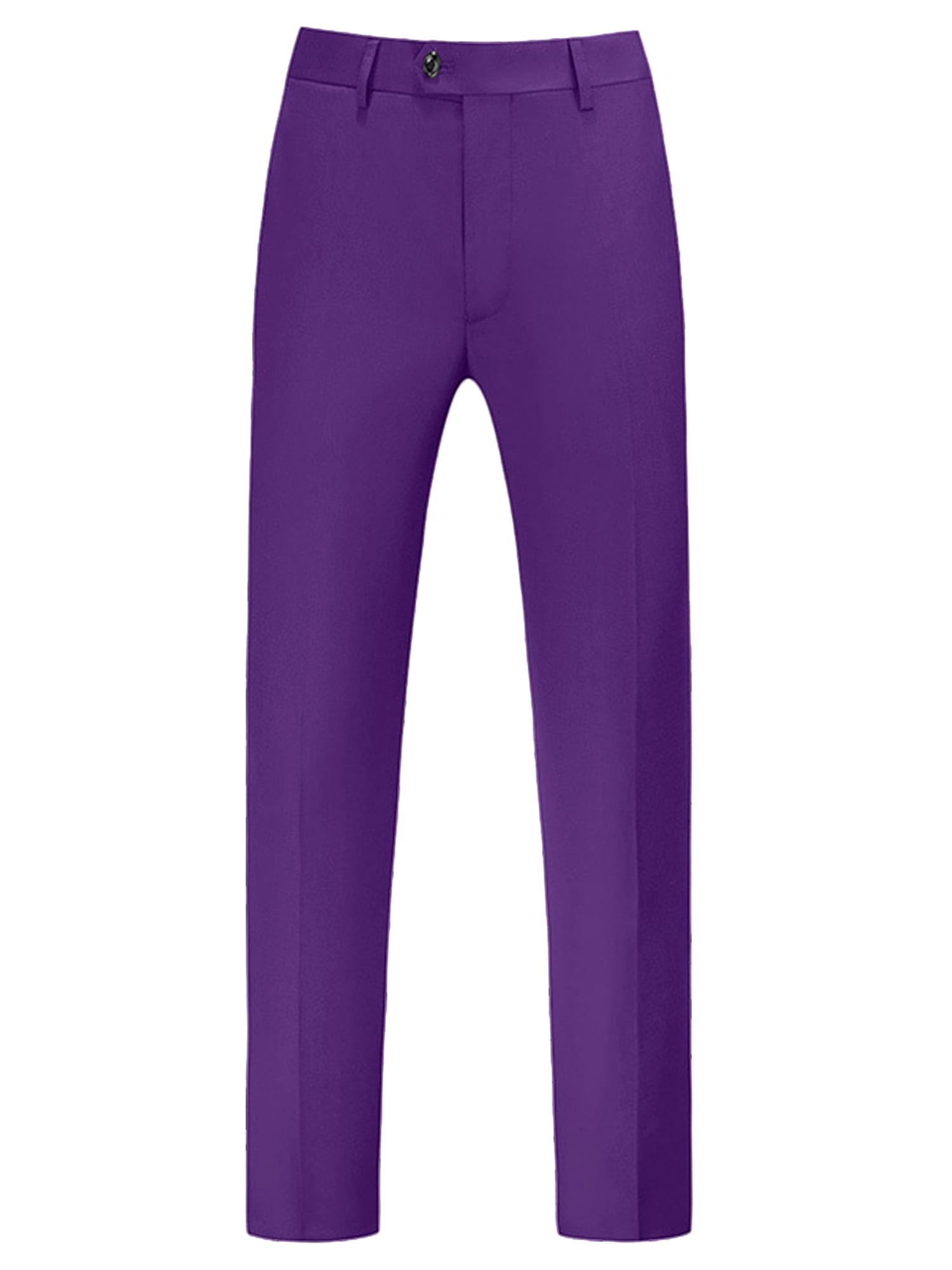 Unique Bargains Men's Dress Pants Slim Fit Flat Front Chino Business Wedding Suit Pants 28 Purple
