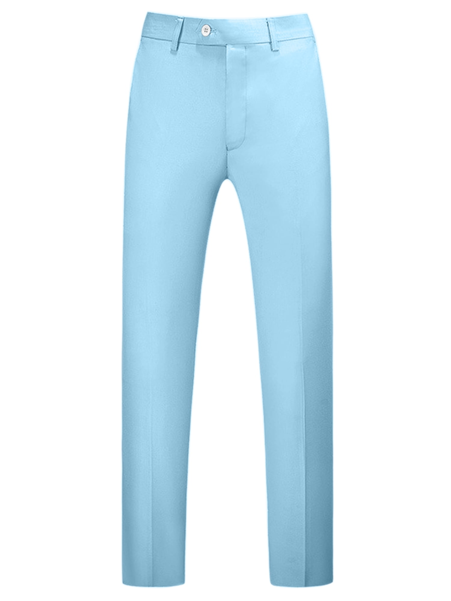 Unique Bargains Men's Dress Pants Slim Fit Flat Front Chino Business  Wedding Suit Pants 30 Light Blue