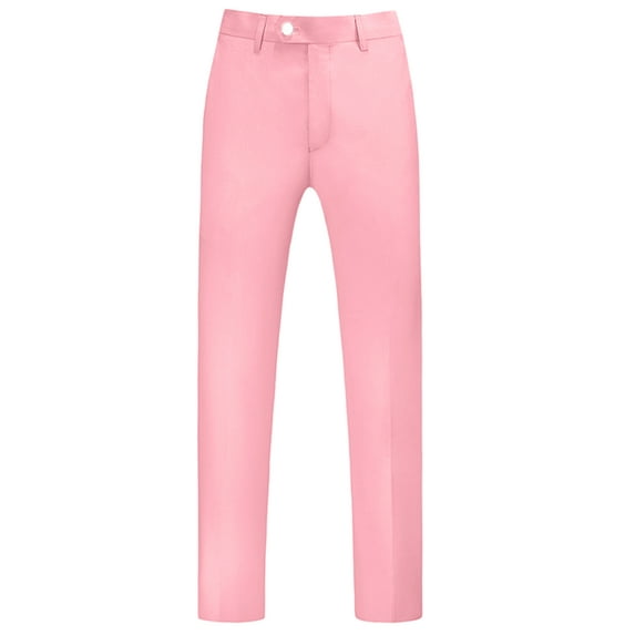 Unique Bargains Men's Dress Pants Slim Fit Flat Front Chino Business Wedding Suit Pants 30 Pink