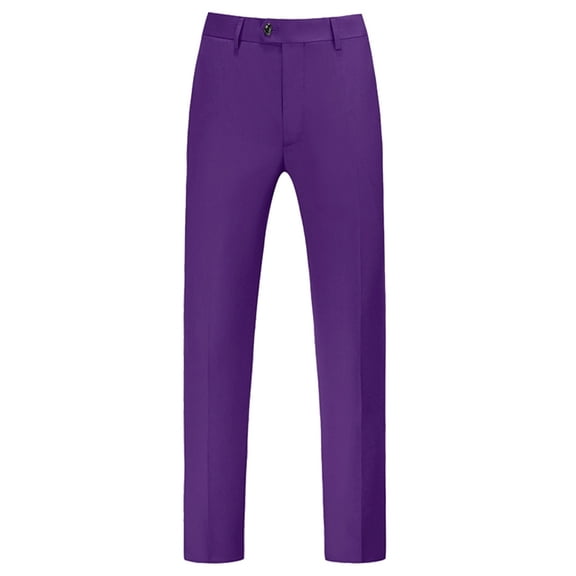 Unique Bargains Men's Dress Pants Slim Fit Flat Front Chino Business Wedding Suit Pants 30 Purple