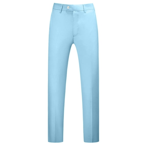 Unique Bargains Men's Dress Pants Slim Fit Flat Front Chino Business Wedding Suit Pants 32 Light Blue