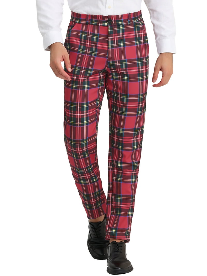 fitted lace wedding dress Red Plaid Standard Pants  Classic Whimsy