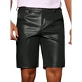 thumbnail image 1 of Unique Bargains Men's Faux Leather Shorts Hip Hop Motorcycle Biker Party Disco Shorts 38 Black, 1 of 6