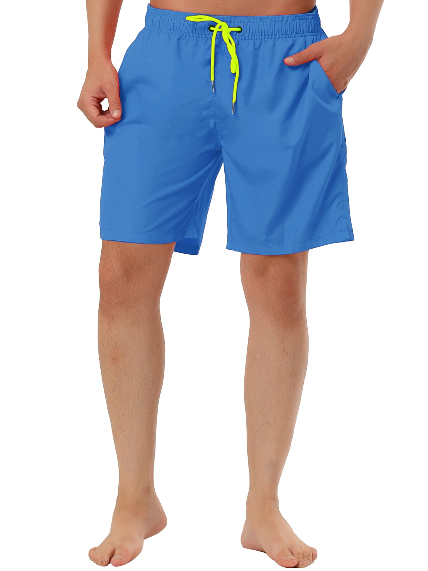 Unique Bargains Men's Holiday Beach Elastic Waistband Surfing Mesh Lining Swim Shorts 36 Blue