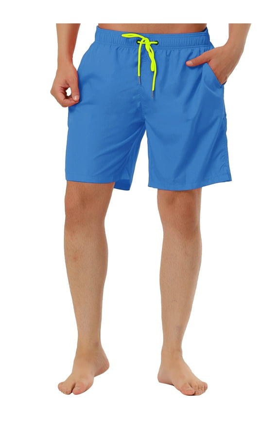 Men's Holiday Beach Elastic Waistband Surfing Mesh Lining Swim Shorts 30 Blue