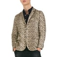 thumbnail image 1 of Unique Bargains Men's Leopard Animal Print Notched Lapel Slim Fit Blazer XL Brown, 1 of 8