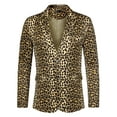 thumbnail image 1 of Unique Bargains Men's Leopard Animal Print Notched Lapel Slim Fit Blazer XL Yellow Black, 1 of 7