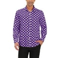 thumbnail image 1 of Unique Bargains Men's Long Sleeve Button Slim Polka Dots Shirt 50 Purple, 1 of 6