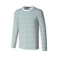 thumbnail image 1 of Unique Bargains Men's Long Sleeve Pullover Top Crew Neck Striped T-Shirts 36 Green, 1 of 7