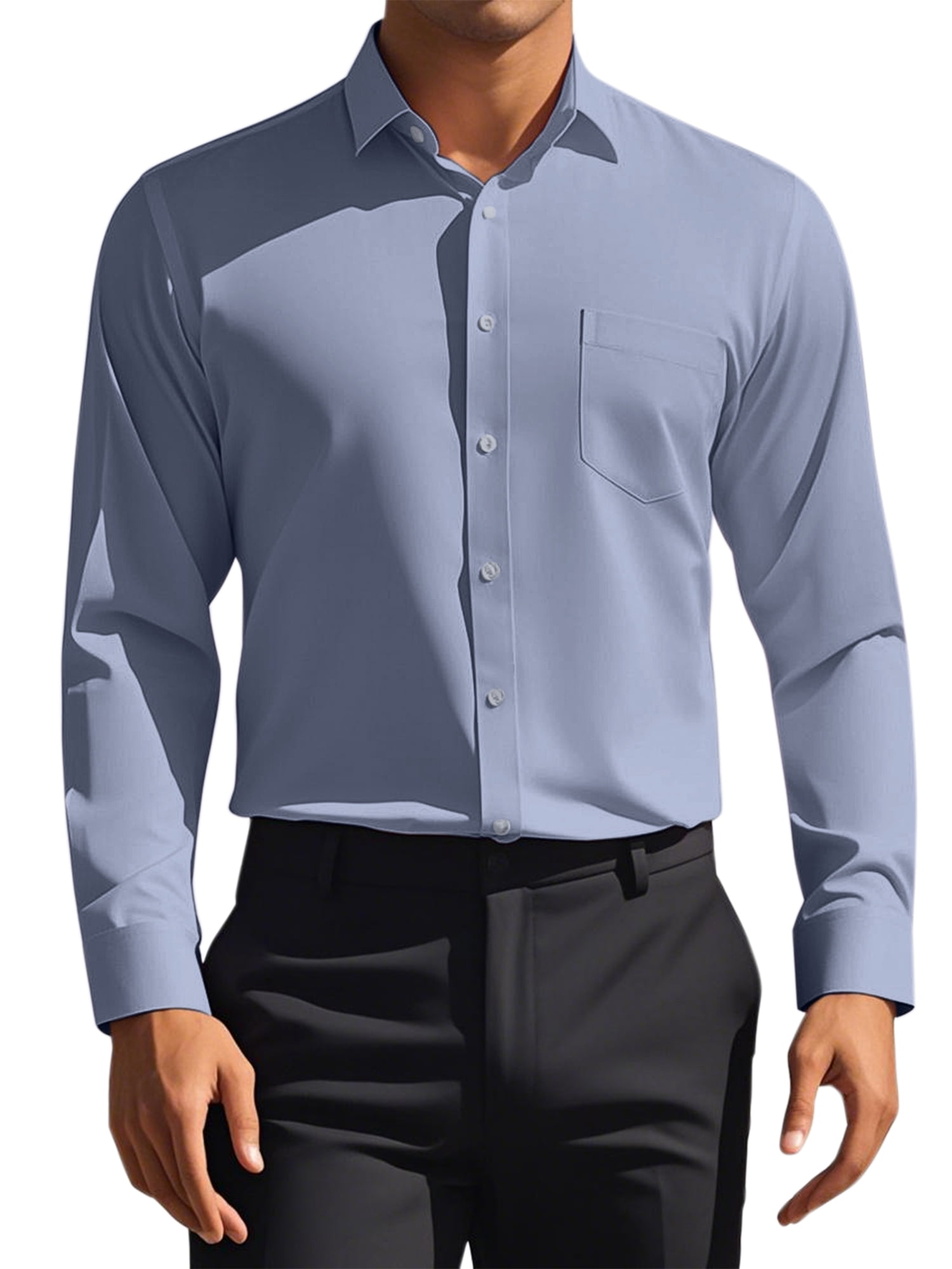 Unique Bargains Men's Long Sleeve Regular Fit Business Button Down Formal Shirt S Grey