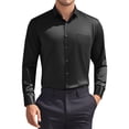 thumbnail image 1 of Unique Bargains Men's Long Sleeve Regular Fit Business Button Down Formal Shirt XL Black, 1 of 6